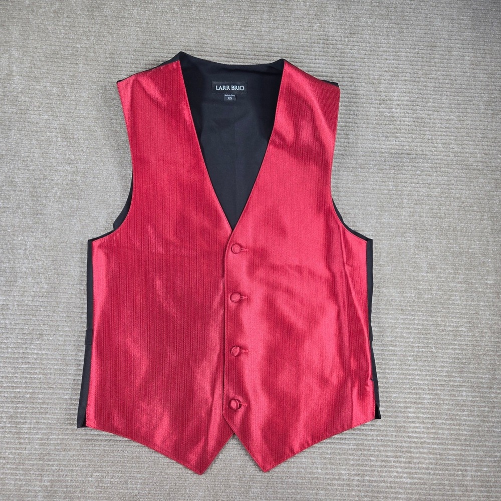Larr Brio Mens XS Red Textured 4-Button Formal Tuxedo Vest